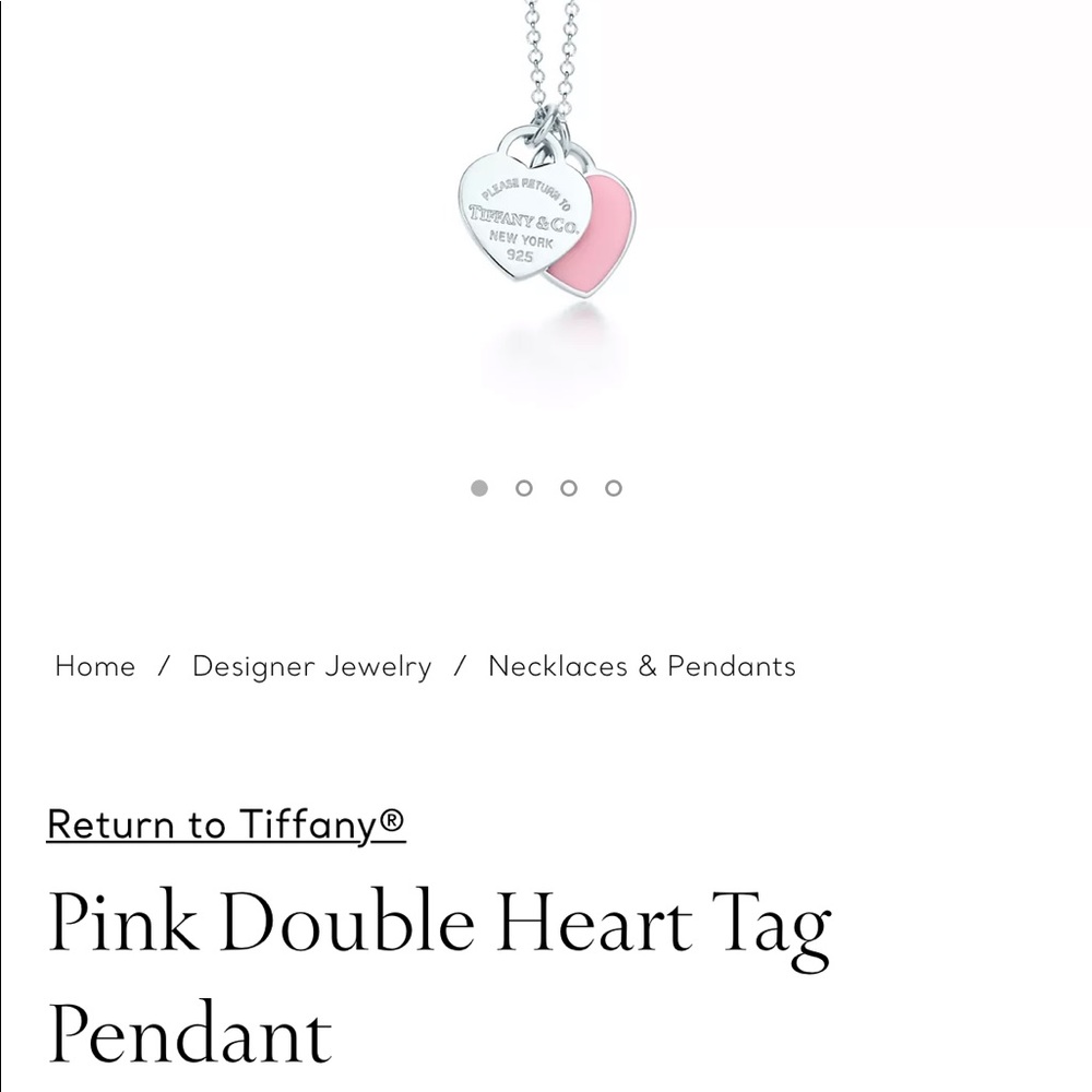 TIFFANY & CO PINK DOUBLE HEART TAG PENDANT